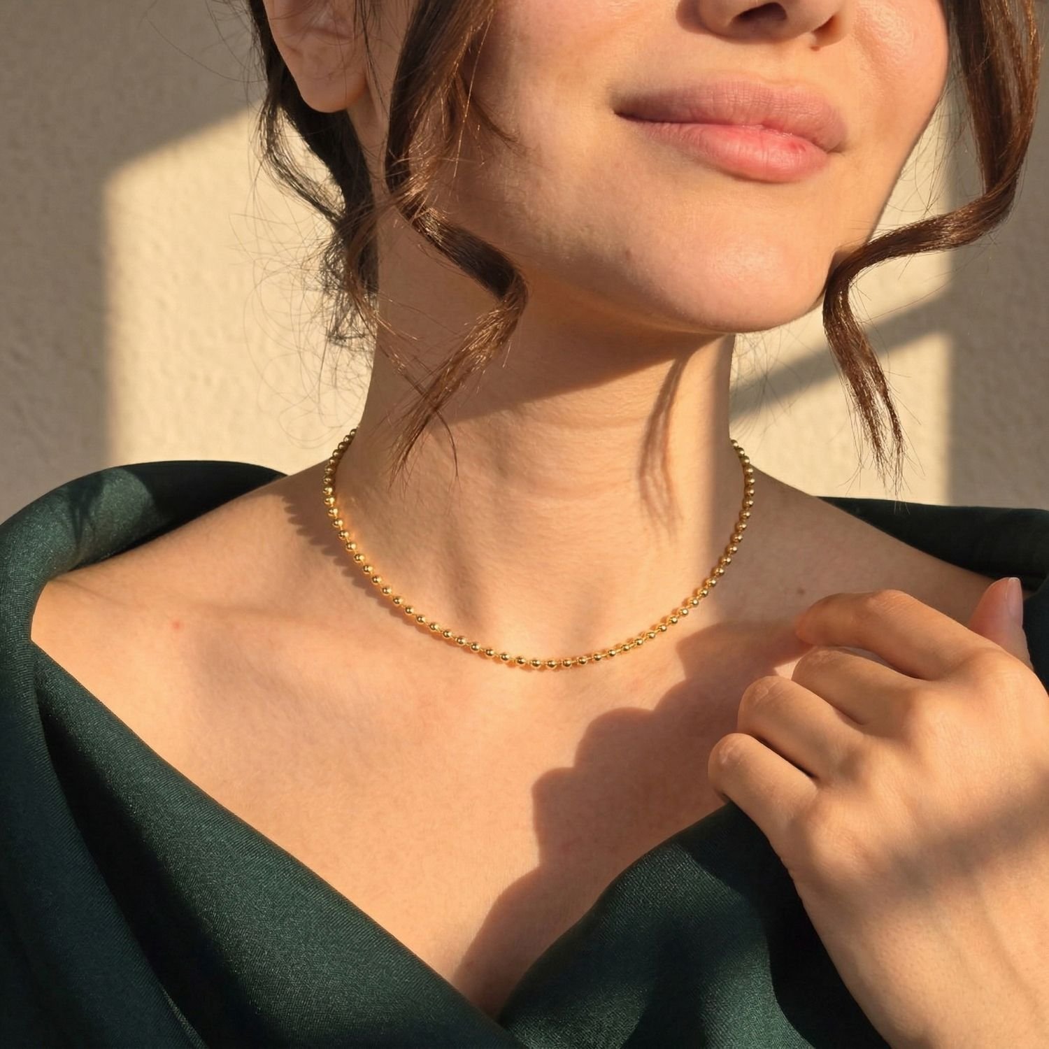 Harfi Harfi Women's 18ct Gold Plated Ball Chain Choker Necklace - 2