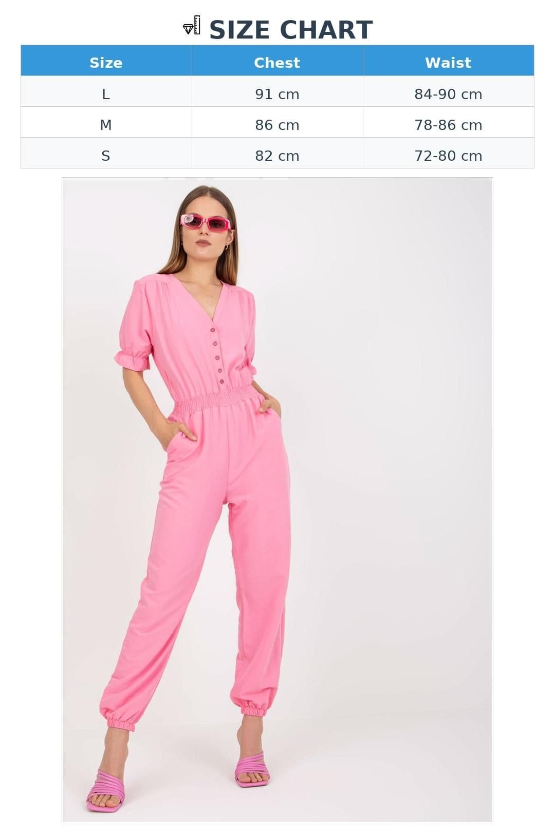Love Lace Love Lace Women's Summer Frill Sleeve Button Jumpsuit in Pink - 4