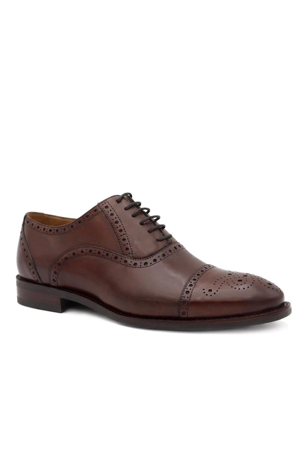 Jones Bootmaker Jones Bootmaker Men's Maynard Wide Fit Leather Oxford Brogues in Light Brown