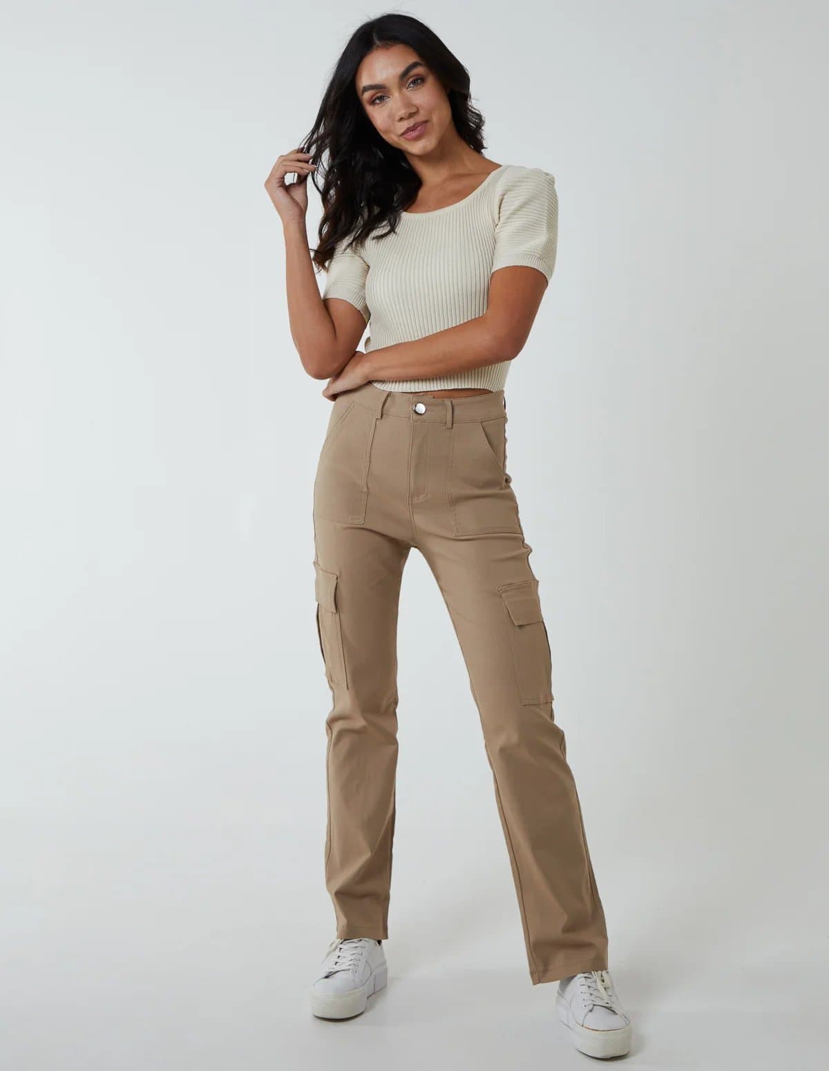 Blue Vanilla Blue Vanilla Stone Straight Leg Cargo Trousers
