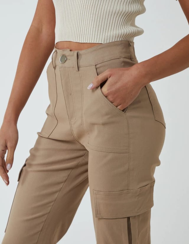 Blue Vanilla Straight Leg Pocket Detail Cargo Trousers - 2
