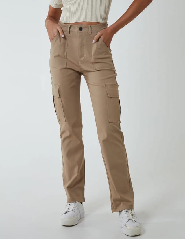 Blue Vanilla Straight Leg Pocket Detail Cargo Trousers - 3