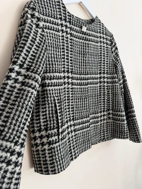 Zara Basic Zara Basic Check Bouclé Jacket Blazer Black White Houndstooth Smart Casual Size M UK 12 - 1