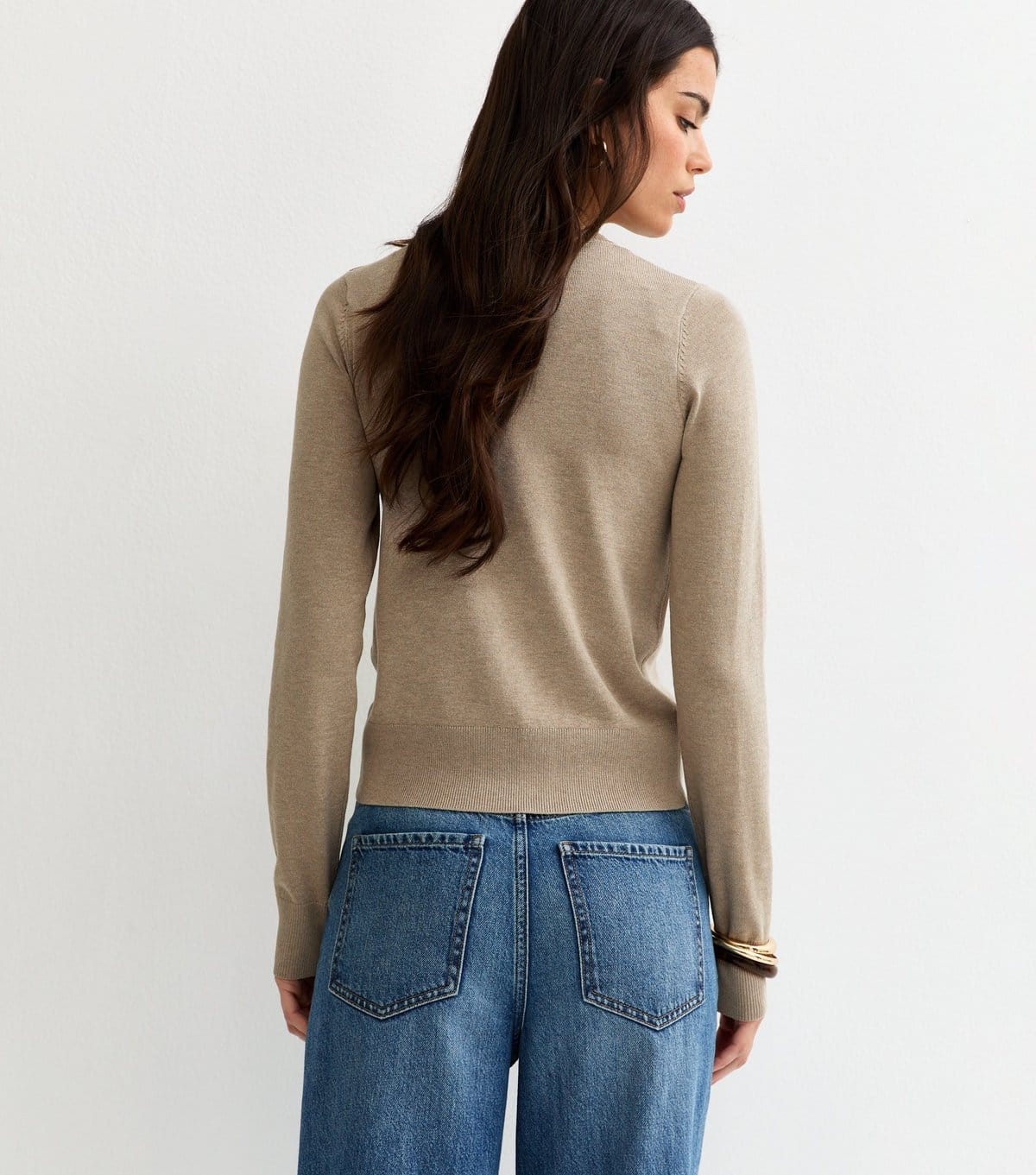 New Look Women's Mink Knit Crew Neck Button Up Cardigan New Look - 4