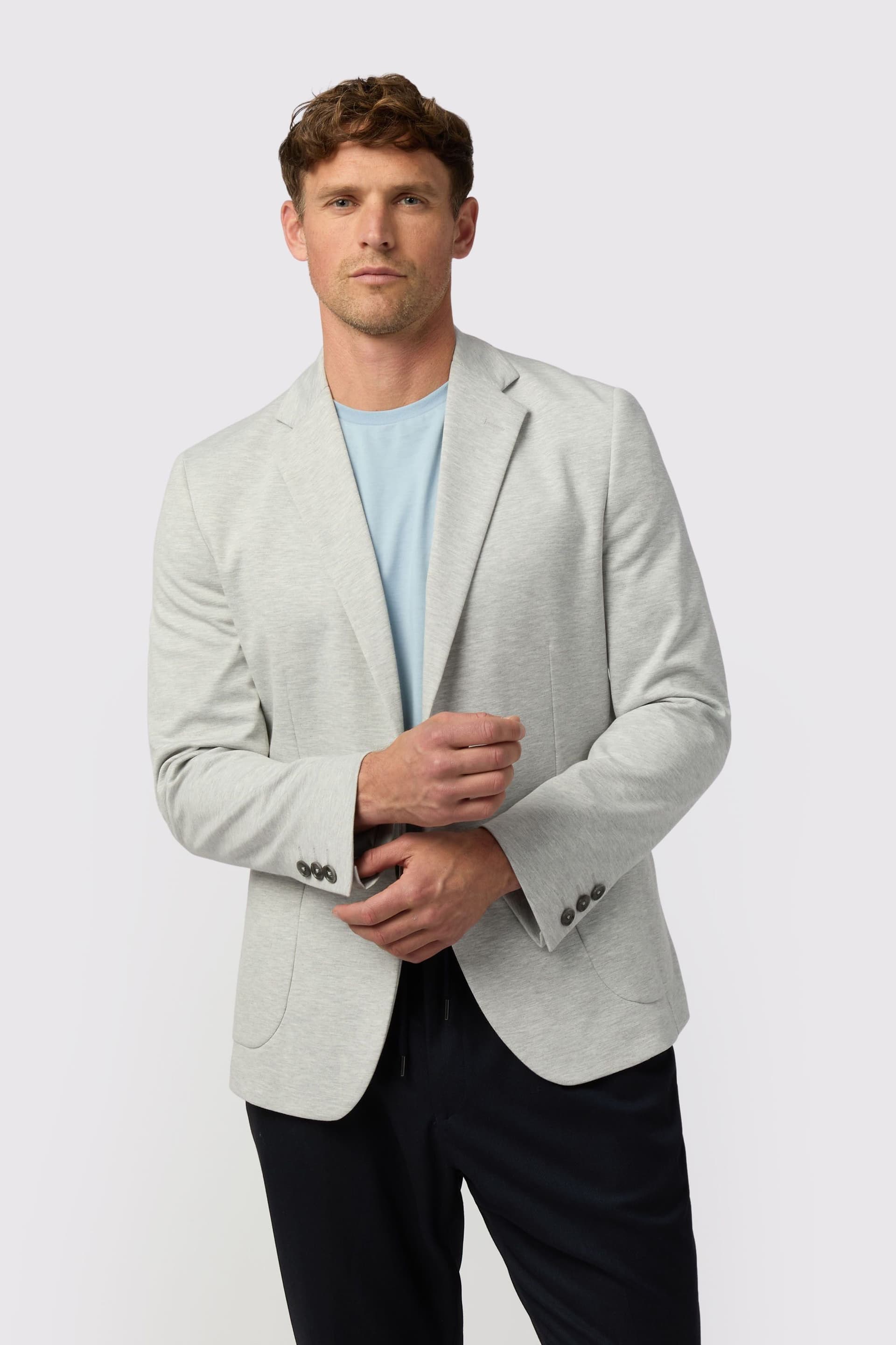 Melka Melka Light Grey Jersey Blazer for Men