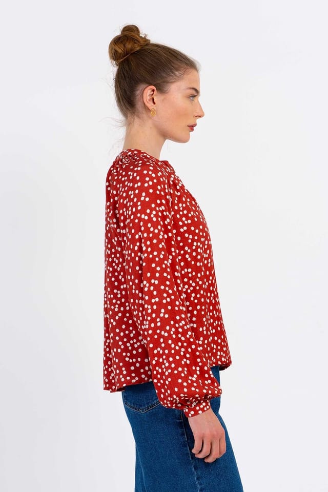 Kettlewell Kettlewell Women's Delilah V-Neck Blouse in Red - 3