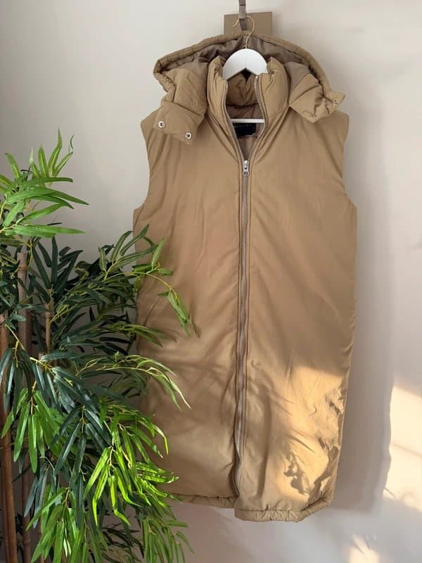 ASOS Ladies Beige Long Oversized Gilet Body Warmer from ASOS Size S (Up to UK 14)