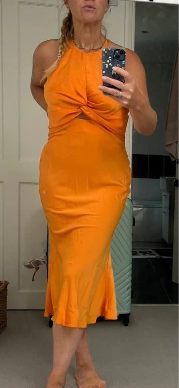 ASOS Orange silk asos midi dress