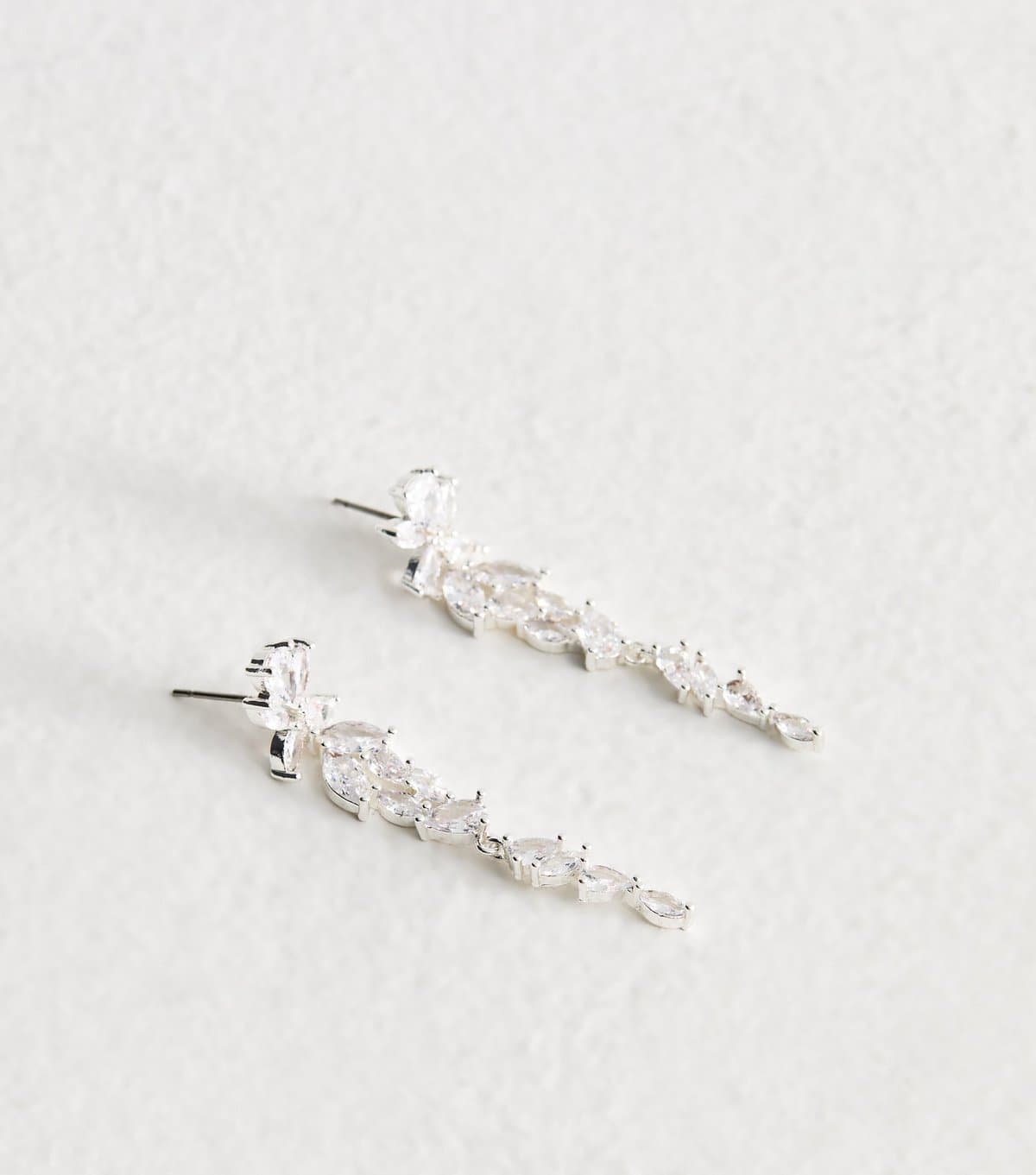 New Look Gold Tone Cubic Zirconia Leaf Tassel Drop Earrings New Look