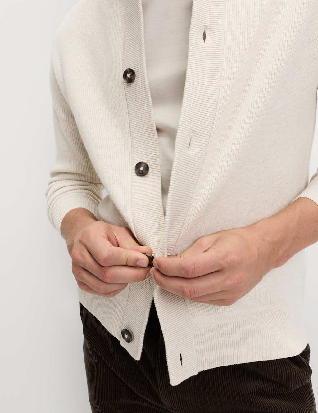 Marks & Spencer M&S Cotton Blend Knitted Jacket Ecru - 2