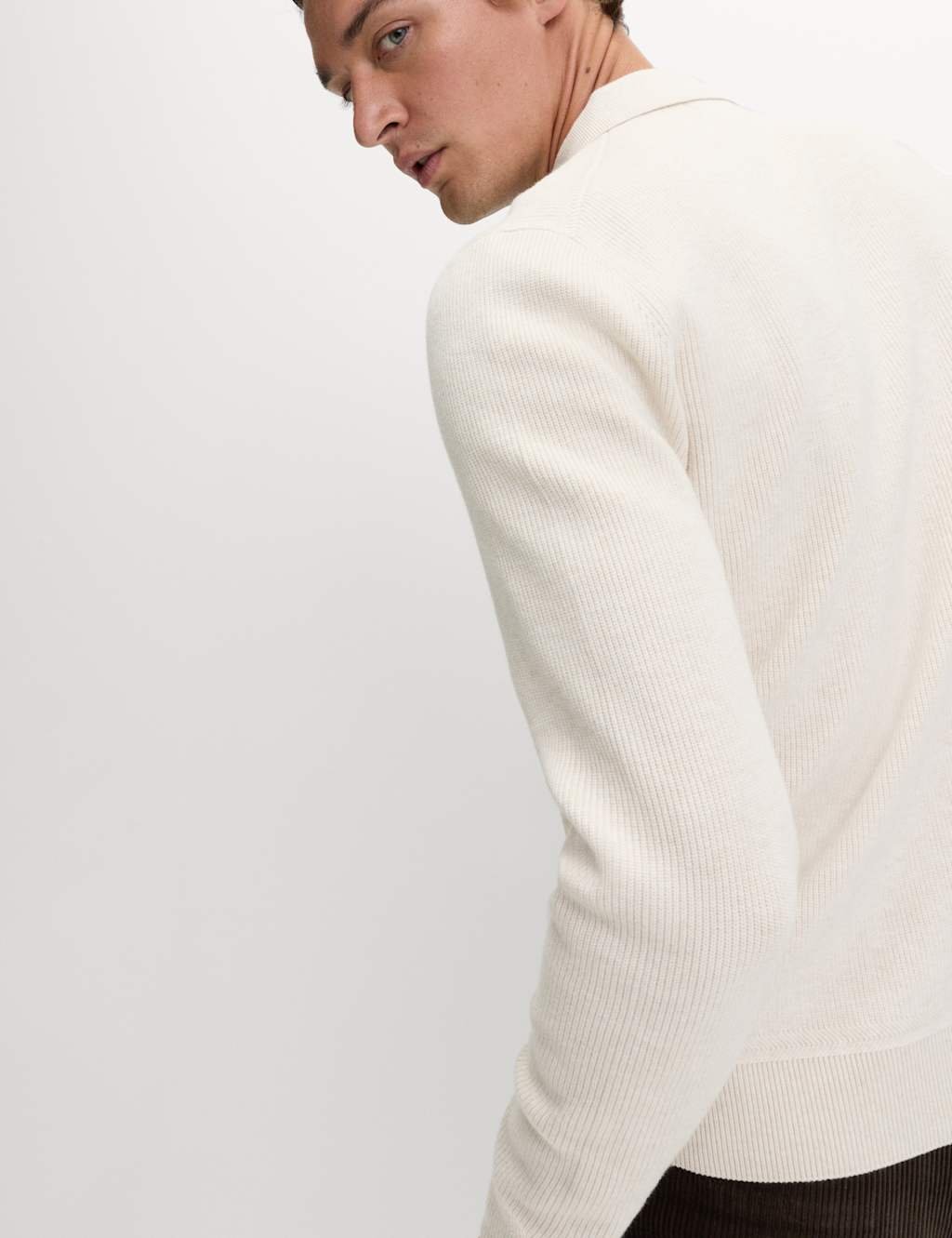 Marks & Spencer M&S Cotton Blend Knitted Jacket Ecru - 4