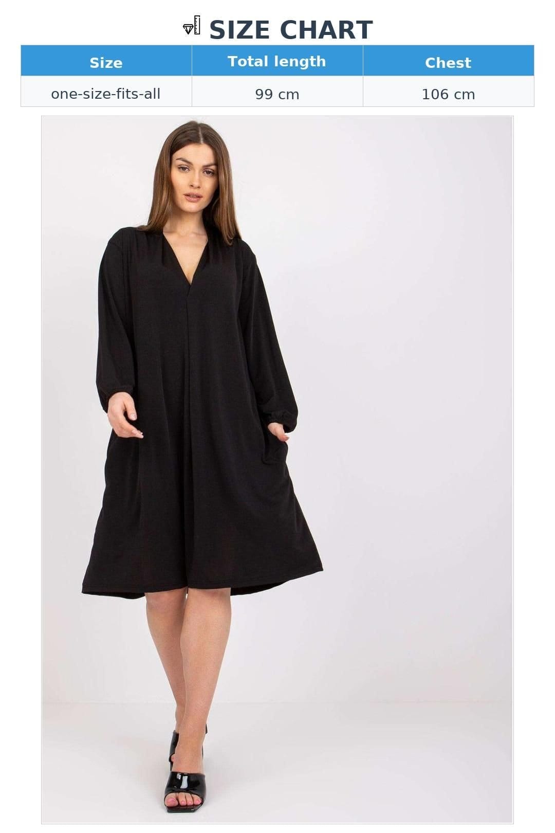 Love Lace Love Lace Women's Loose Fit Long Sleeve Dress With Side Pockets in Black - 4