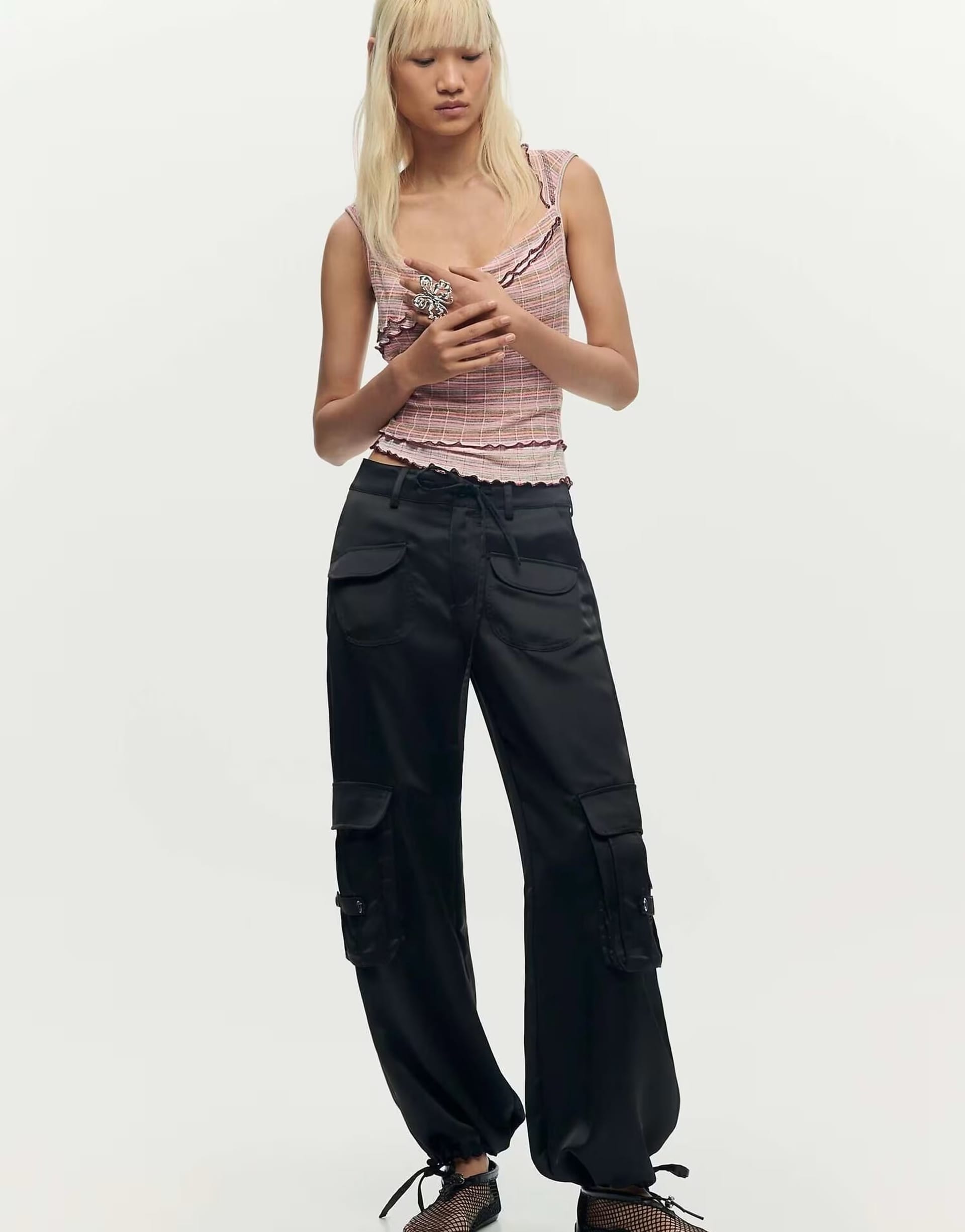 ASOS Black Satin Cargo Pants by Desigual