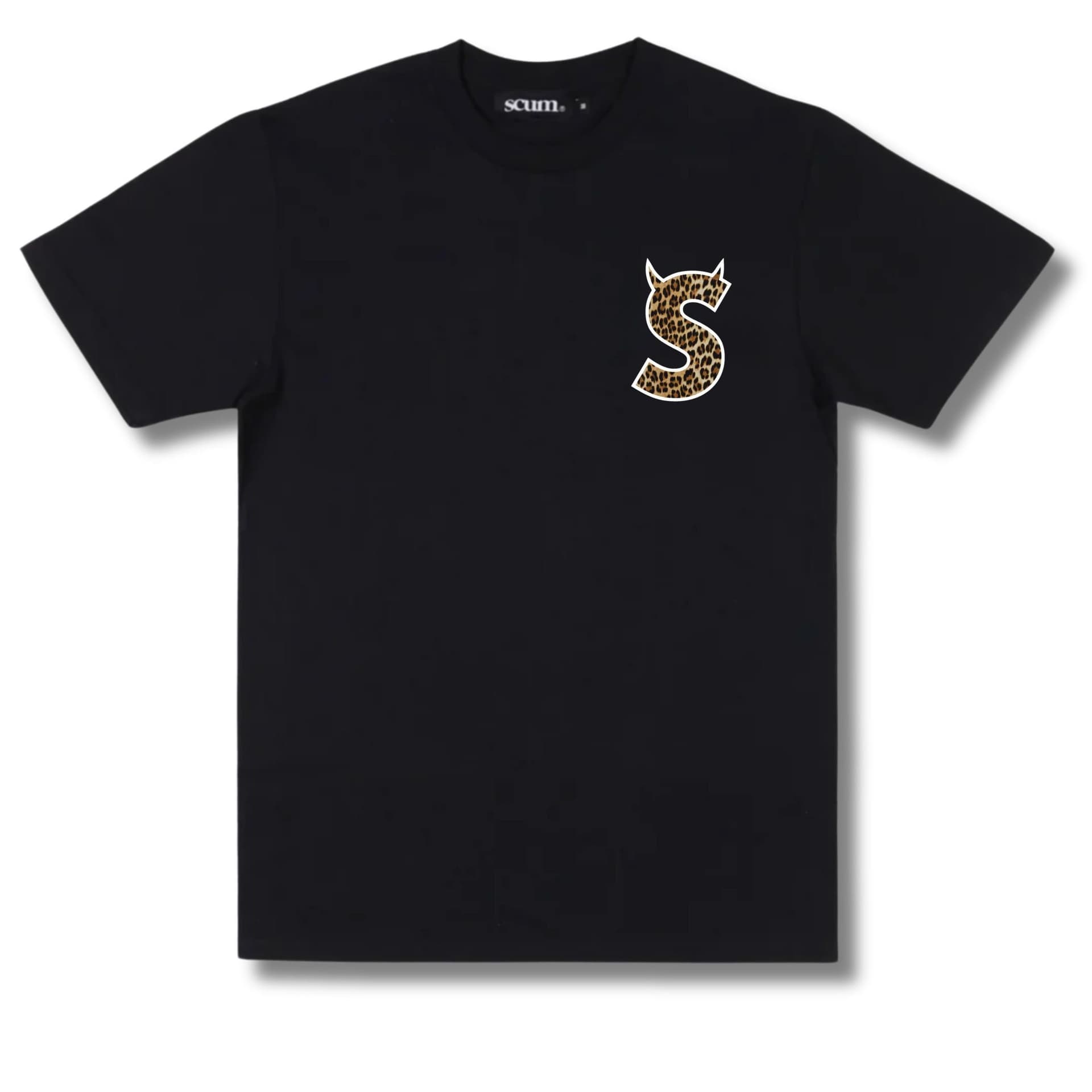 Scum Scum Men's S Diablo Leopard Print T-Shirt in Black