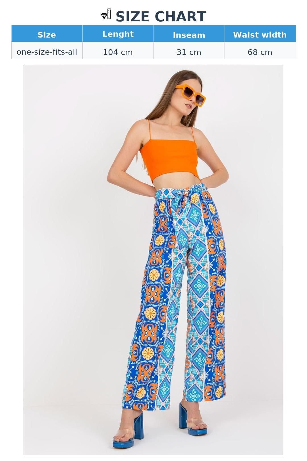 Love Lace Love Lace Women's High Waist Wide Leg Elastic Trousers in Blue - 4