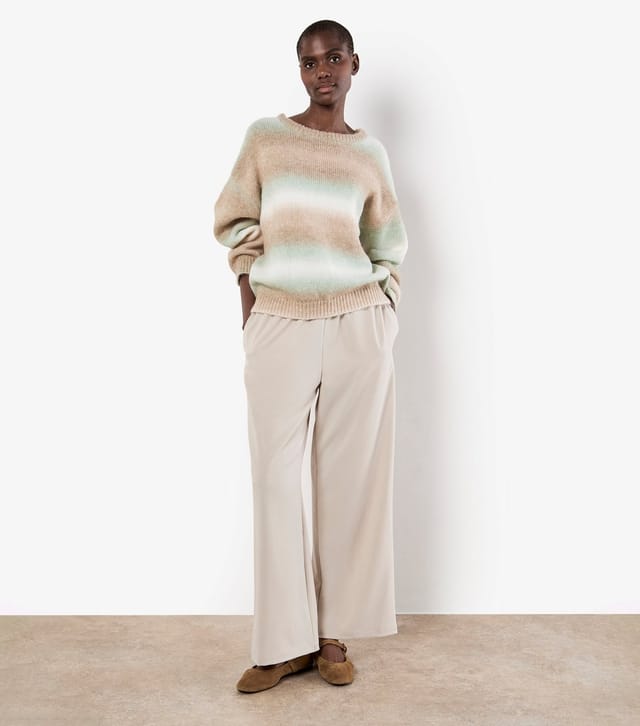 Apricot Women's Light Green Space Dye Stripe Jumper Apricot New Look - 2