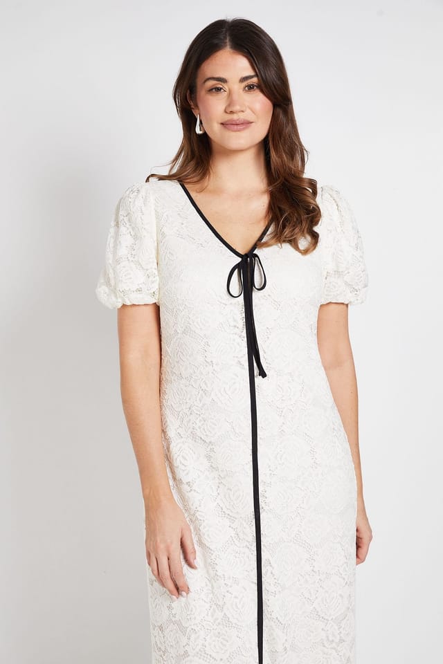 Wallis Wallis Women's Lace Contrast Column Dress in Ivory - 2