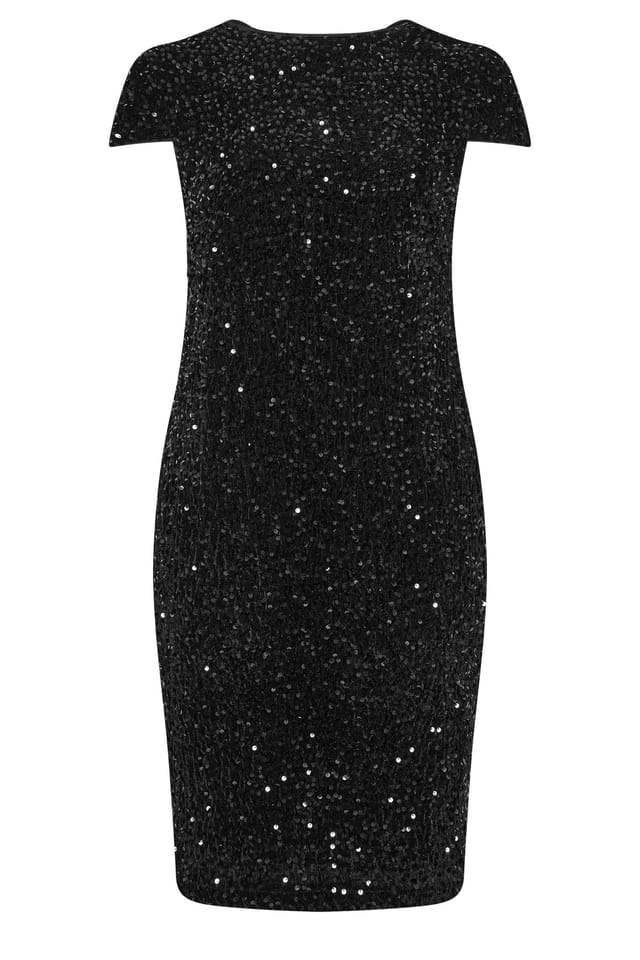 Yours Yours Women's Velvet Sequin Dress in Black - 2