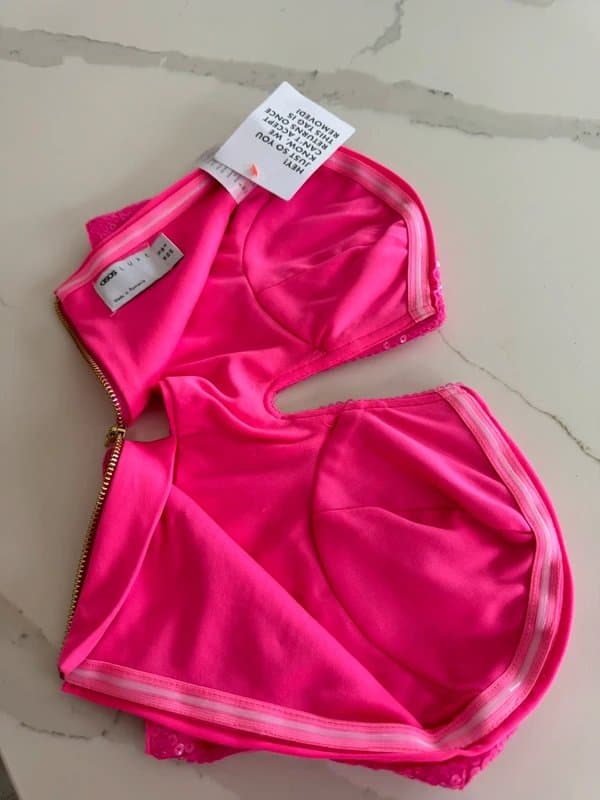 ASOS ASOS luxe size 10 pink sequined bustier top