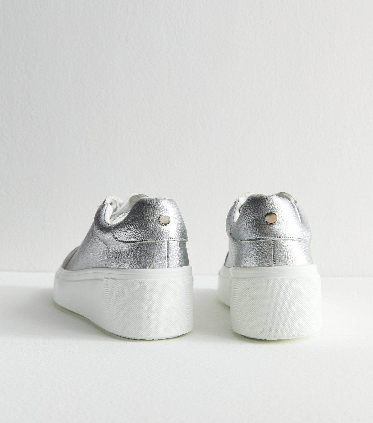 New Look Women's Silver Faux Leather Wedge Trainers New Look - 4