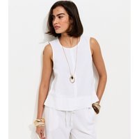 New Look Women's White Linen Blend Sleeveless Top New Look - 3