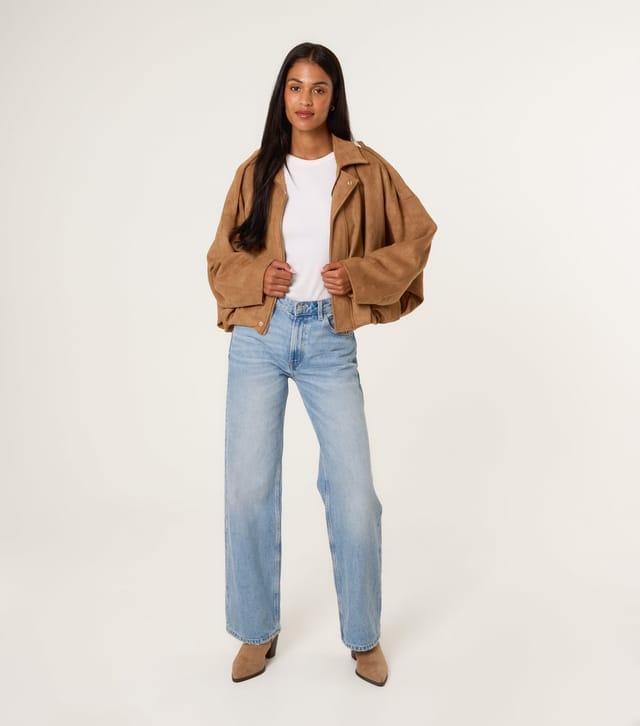 Blue Vanilla Women's Tan Faux Suede Puffball Hem Jacket Blue Vanilla New Look - 2