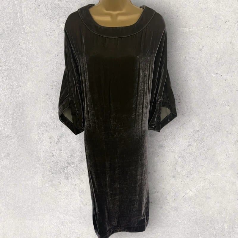 Piazza Sempione Piazza Sempione Womens Grey Velvet Shift Dress, Black Satin Belt IT 44 UK 12