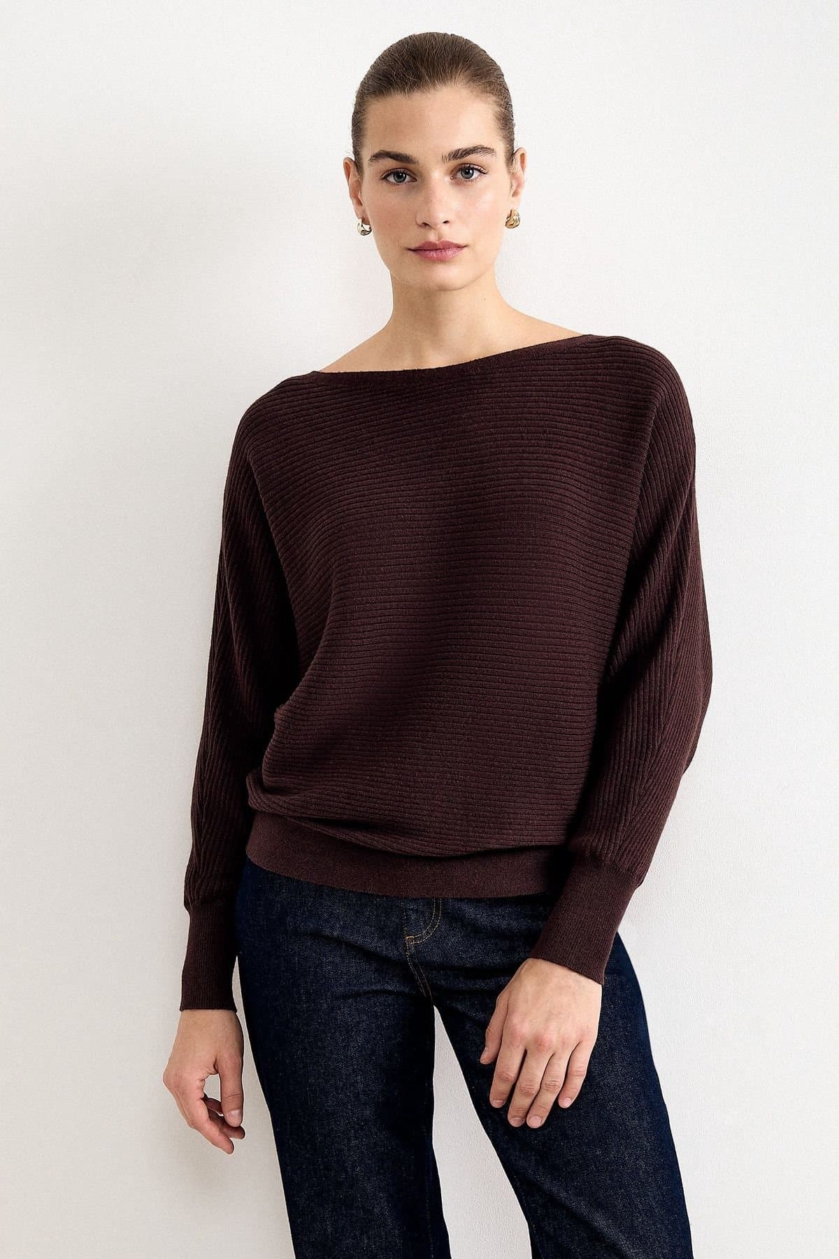 Phase Eight Phase Eight Women's Tia Ribbed Jumper in Dark Brown