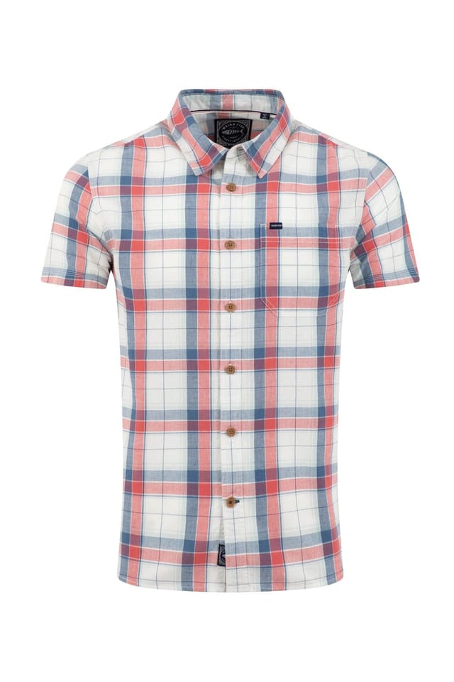 Weird Fish Weird Fish Men's Angeles Short Sleeve Check Shirt in White - 2