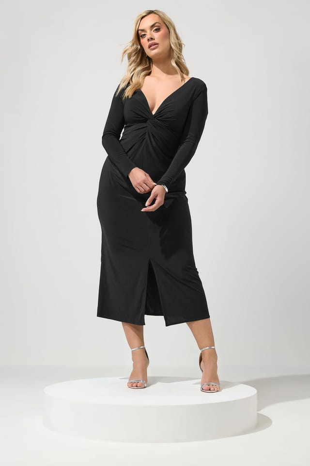 Yours Yours Women's Knot Front Maxi Dress in Black - 3