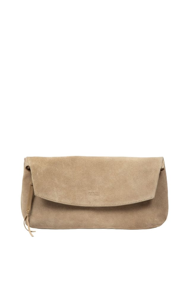 Cultured London Cultured London Women's 'Perla' Suede Clutch Bag in Beige - 2
