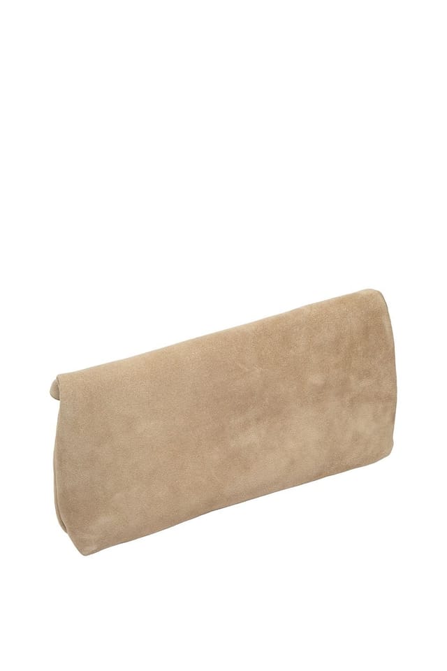 Cultured London Cultured London Women's 'Perla' Suede Clutch Bag in Beige - 3