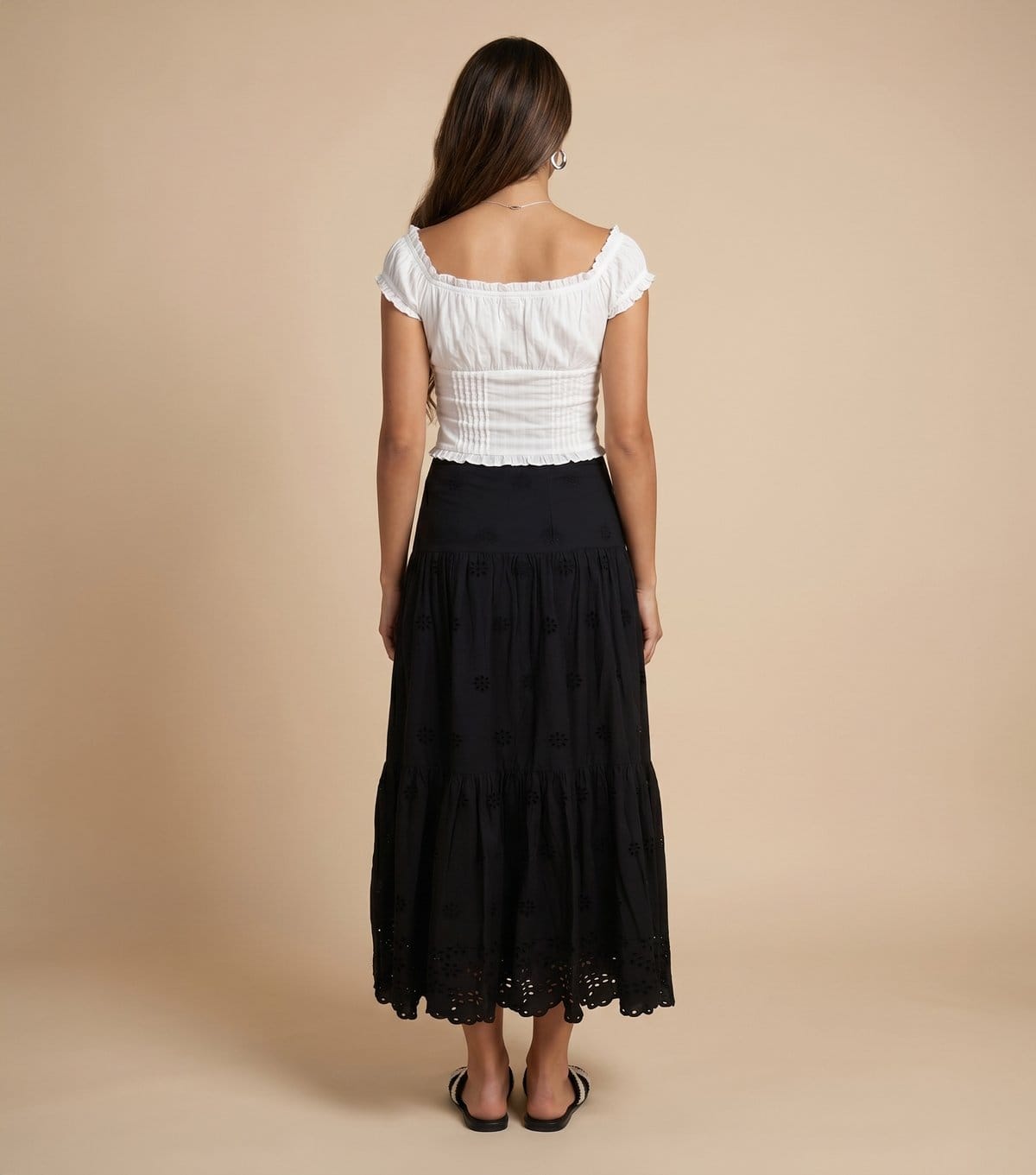 Urban Bliss Women's Black Cotton Broderie Anglaise Maxi Skirt Urban Bliss New Look - 4