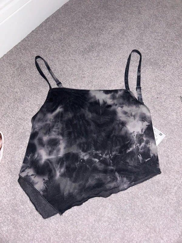 Primark primark grey black mesh crop top