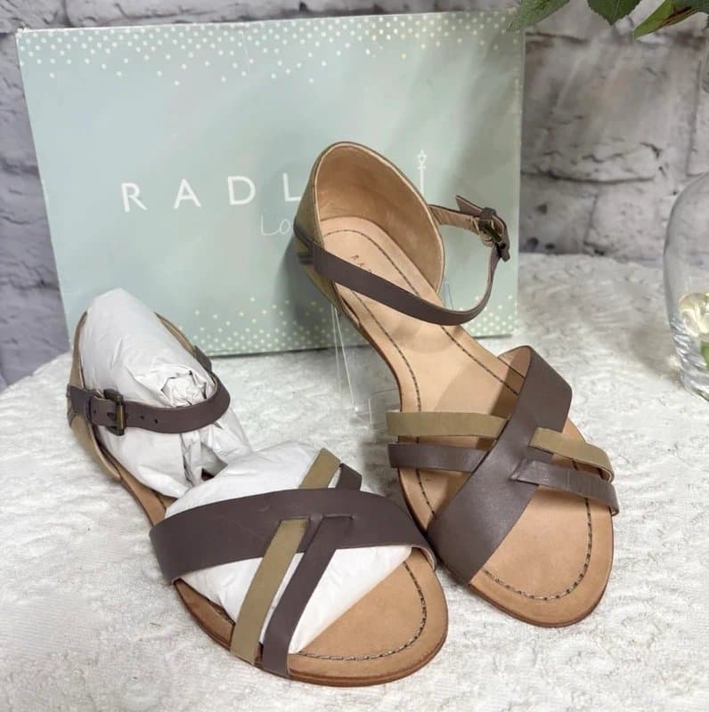 Radley Radley BNWB Ladies “Winchelsea” Leather Flat Sandals Taupe Size 39 (6) RRP £70