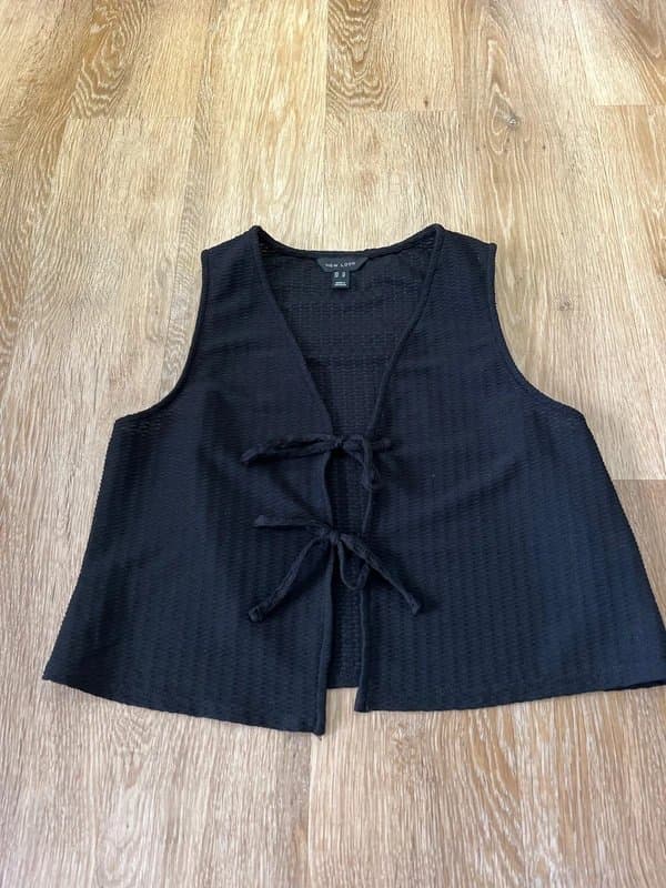 New Look New look black tie up waistcoat uk 14