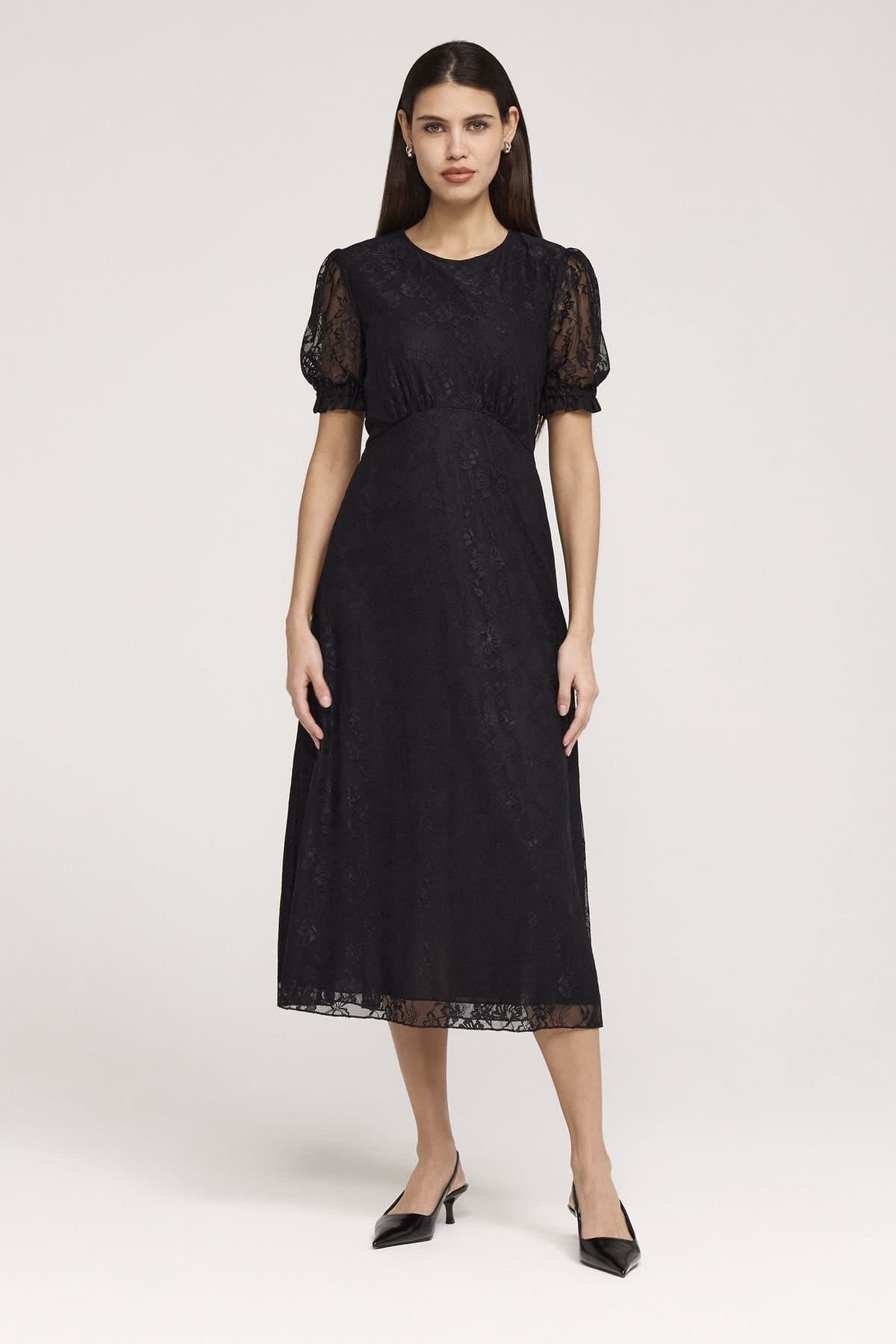 Finery London Finery London Women's Mela Lace Midi Dress in Black