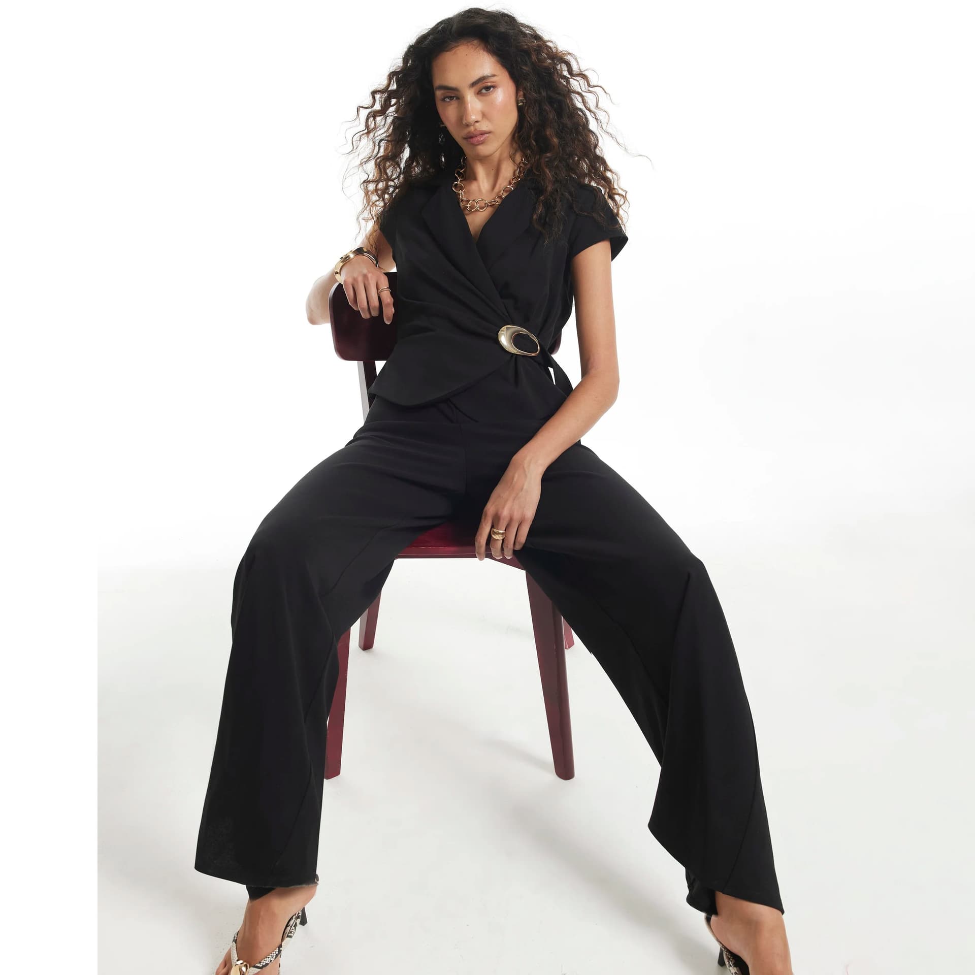 River Island River Island Womens Black Buckle Jumpsuit