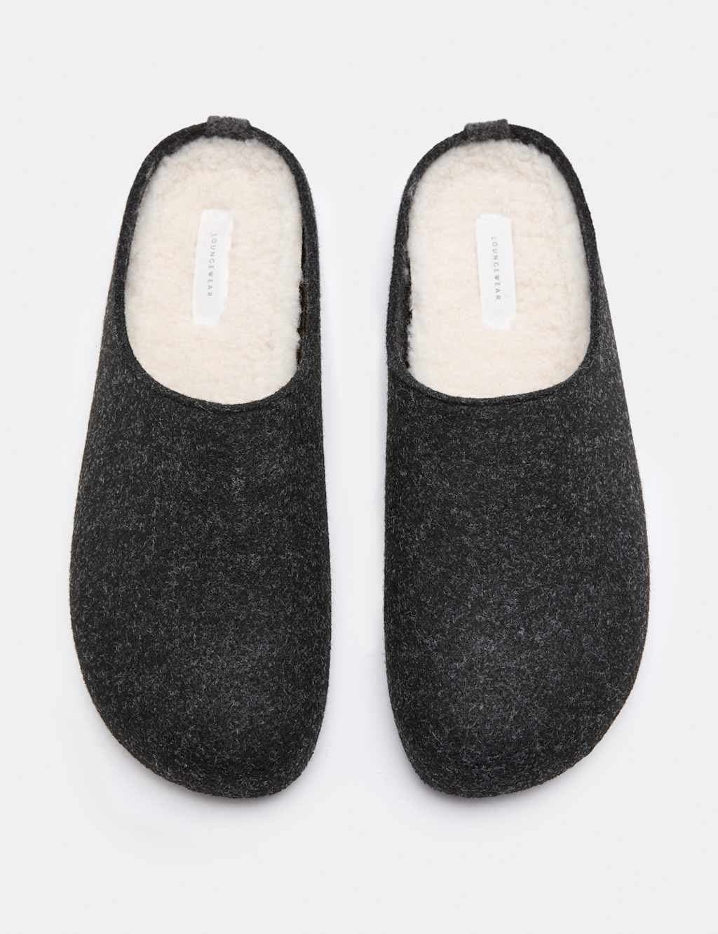 Marks & Spencer M&S Felt Mule Slippers with Freshfeet™ Charcoal