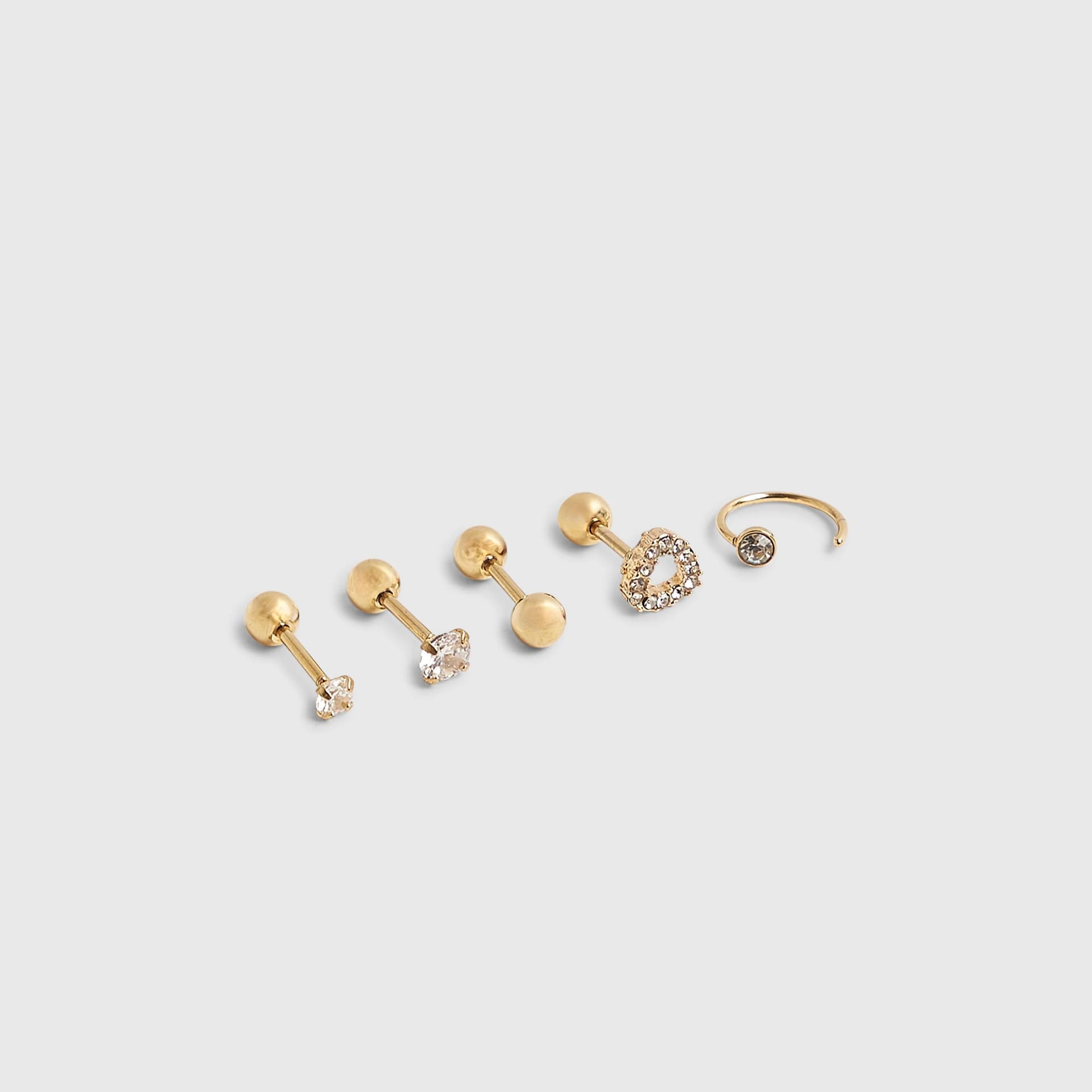River Island River Island Womens Gold Heart Ear Party Earrings Pack