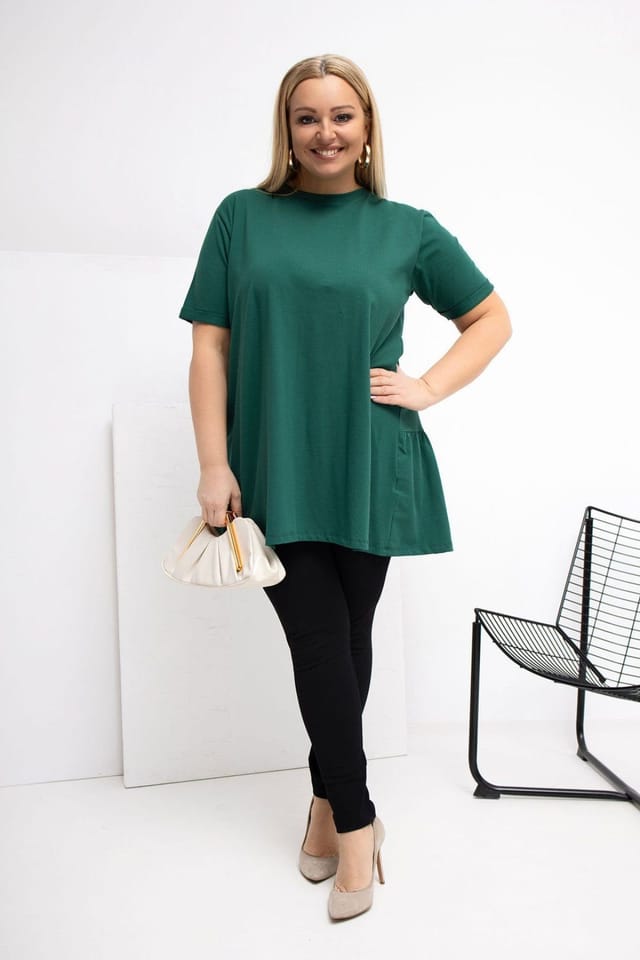 Love Lace Love Lace Women's Plus Size Cotton Elastane Casual Blouse in Green - 2