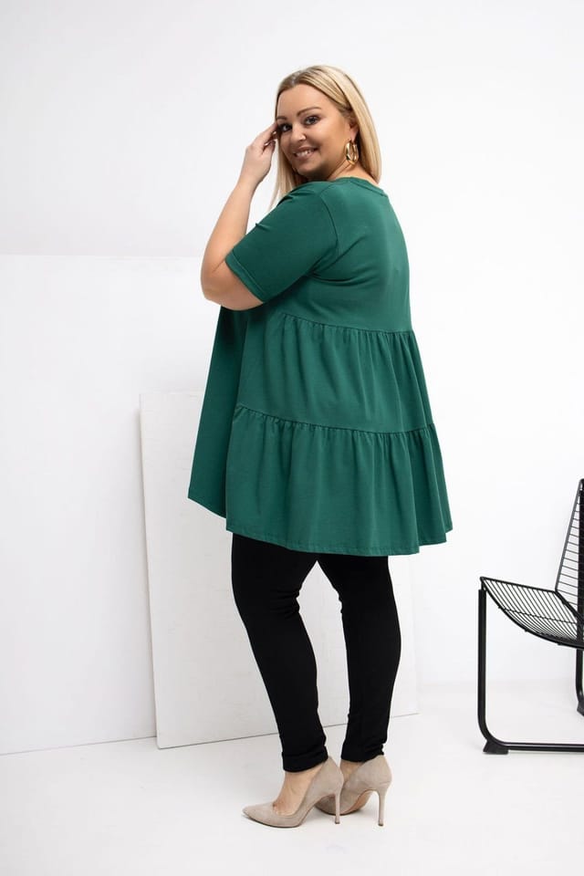 Love Lace Love Lace Women's Plus Size Cotton Elastane Casual Blouse in Green - 3