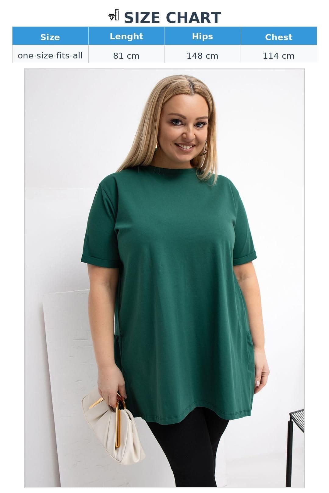 Love Lace Love Lace Women's Plus Size Cotton Elastane Casual Blouse in Green - 4