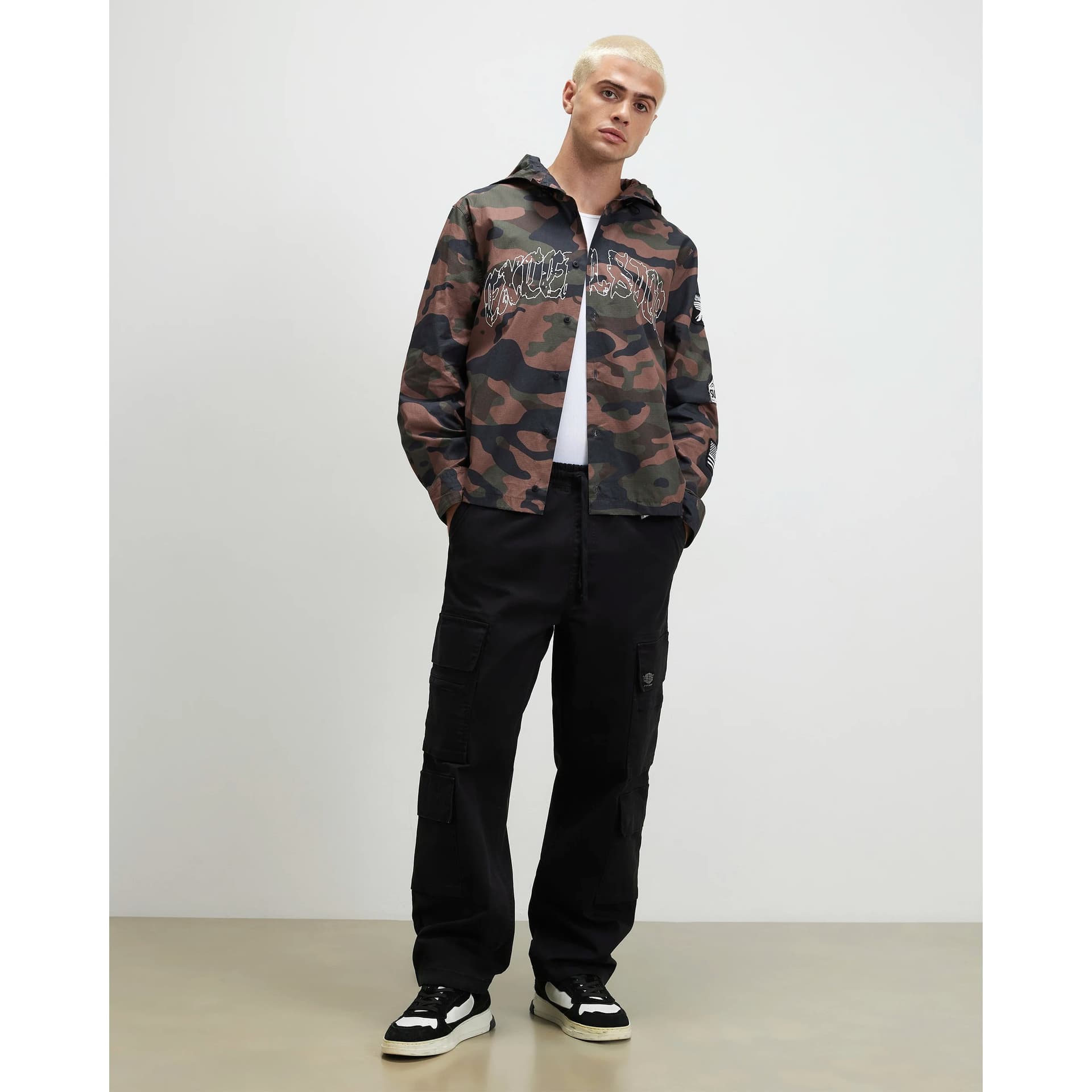 River Island Mens River Island Black Baggy Fit Cargo Trousers