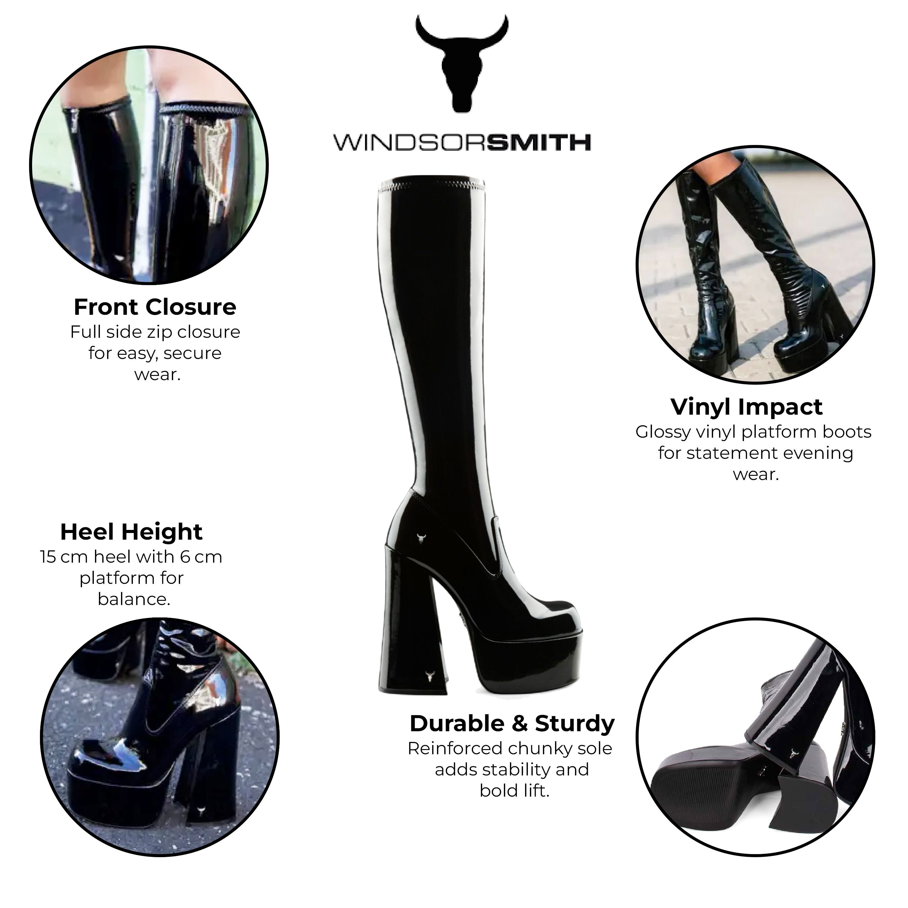 Windsor Smith Windsor Smith Women's Knee-High Sock Platform Goth Heel Boots - Saucy in Black - 2