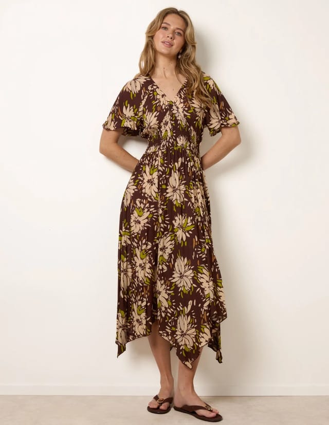 Blue Vanilla Shirred Waist Hanky Hem Dress - 3