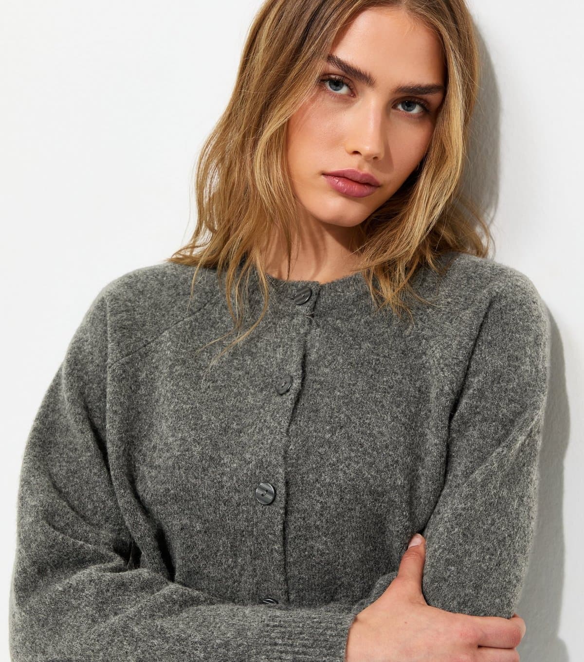 New Look Women's Dark Grey Knitted Meet The Jean Raglan Cardigan New Look