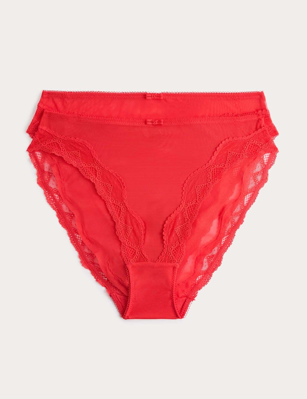 Marks & Spencer M&S 2 Pack Floral Mesh High Leg Knickers Chilli