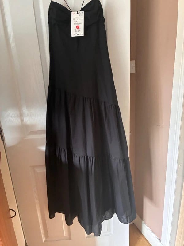 Zara Black Satin Corset Dress - Size Small