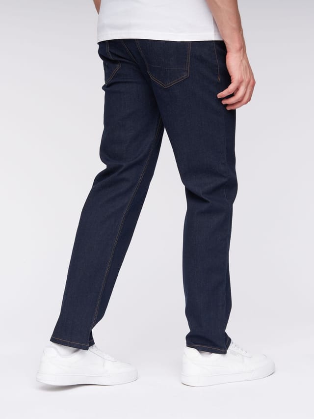 Henleys Henleys Breeze Men's Straight-Fit Stretch Denim Jeans with Woven Label Detail in Dark Blue - 2